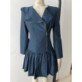 Super Cute one of a kind polka dot dress coat - Navy & Turquoise - Size 10