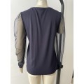 Navy blue top with mesh sleeves - size 10