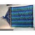 Blue and green striped cotton hammock in bag Brand new never used