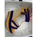 Miss Selfridge Purple and gold wedges - size 7