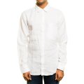 Hugo Boss (Orange Label): White Button-Up Linen Long Sleeved Shirt