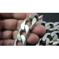 Sterling Silver 925 Curb Link chain with bracelet set (406 grams)