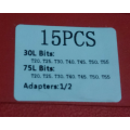 15 Piece CR-V Torx Bit Set with 1/2" adapter