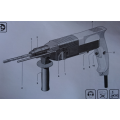 3-in-1 24mm 620W Compact U-Bird 24MM Rotary Hammer Drill (Display Set) >1000rpm