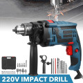 220V electric impact hand drill bit set variable speed adjustable woodworking drill power tool