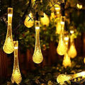 Solar Water Drop Light String 5M Warm White Holiday Party Atmosphere Light