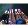 Kids Pink Pattern Aqua /Airline Socks/ Swim Sox /Beach Socks (Size  M) 11-12uk