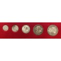 Collectable ZAR 1895 Set (5 coins, Tickey to Half-Crown)