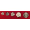 Very Collectable ZAR 1897 Set (5 coins, Tickey to Half-Crown)