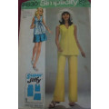 SIMPLICITY 8830 MINI SKIRT-OVERBLOUSE-PANTS SIZE 12 BUST 34` COMPLETE