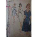 VINTAGE SIMPLICITY 5891 ONE PIECE DRESS WITH 2 SKIRTS SIZE 16 BUST 36`COMPLETE-ZIPLOC BAG