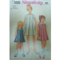 VINTAGE SIMPLICITY 7035 GIRL`S ONE PIECE DRESS SIZE 6 YEARS BREAST 24` COMPLETE - ZIPLOC BAG