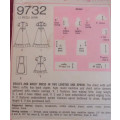 SIMPLICITY PATTERNS 9732 GIRL`S DRESS WITH APRON SIZE 8 YEARS BREAST 27` COMPLETE