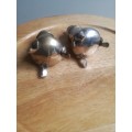 PAIR OF VINTAGE Silver /Brass Salt And Pepper Shakers