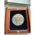 Rugby world cup RWC 2011 Webb Ellis Cup Coin Silver proof coin with 24- carat gold gilding.