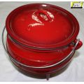 Pot (3-Leg) No 3 Size 7.8 Litre - Cast Iron + RED Enamel