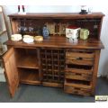 Rustic Henro BAR -3 drawers, Door & Winerack - SOLID WOOD