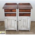 Rustic CHIMNEY style Pedestal / Bedside Table -2 drawers and Door - SOLID WOOD