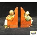 Bookends: Wood carved and hand painted - Beautiful - Highly Collectable