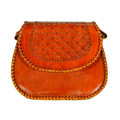 Vintage Handcrafted Leather Women Threaded Sling Bag