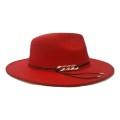 Unisex men women fedora panama Fedora Wide Brim Wool Felt Hat sun hat with loose rope (RED)