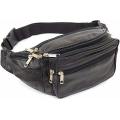 (FREE SHIPPING)  Waist Packs Bags Genuine Leather Casual Belt ZipperPhone Money Pouch Leather(Black)