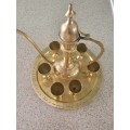 Miniature arty solid brass decanter and six small goblets. on its own tray Very beautifully crafted