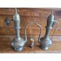 TWO x 55 cm tall, Brass Antique/Vintage Indian Tea/Coffee Pots. Beautifully etched and hand crafted