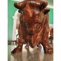 Large, fierce looking bull ornament-suitable for a stockbroker`s desk/mantlepiece