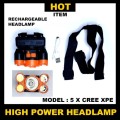 High Power 5 X Cree XPE Headlamp