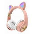 P47M Cat Ears Wireless Bluetooth Headset LED Light-Up Cute Cat Ear Foldable Earphones