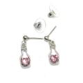 Crystal Heart in a Bottle Necklace and Earring Set - Pink Color