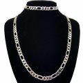 8mm Heavy TITANIUM STEEL Figaro Chain Necklace and Bracelet SET