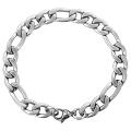 Solid Stainless Steel Figaro Link Chain Bracelet - 6mm 22cm