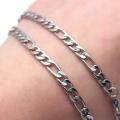 Solid Stainless Steel Figaro Link Chain Bracelet - 6mm 22cm