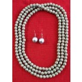 Plain Beaded Pearl Necklace with Earrings set