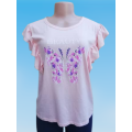 Pink Butterfly Top with Ruffles (Size 10)