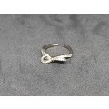 Adjustable Silver Crystal Ring - Bow