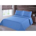 5-Piece Double Quilt Set with Stippling Stitches Pattern - Blue