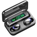 Black TWS Wireless Touch Earbuds with 2000mAh Powerbank