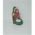 VIRGIN MARY AND YOUNG JESUS STONE RESIN CANDLE HOLDER 11 cm HEIGHT