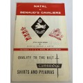 Cricket Programme - Richie Benauds Cavaliers vs Natal 1/2/3 Oct 1960