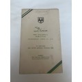 Cricket Dinner Menu - Welcome of the South-African Touring Side in UK 30/04/1947
