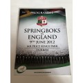 Rugby Programme - 4 * 2012 Springbok Rugby Programmes.