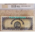 Very Rare in This Condition - 1958 South West Africa 1 Pound Note SANGS Graded AU 53