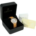 Retail: R13,384.00 - Krug Baumen Ladies Principle Diamond Gold, Mother of Pearl Dial, Tan Watch