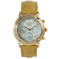 R1 AUCTION: R13,384.00 - Krug Baumen Ladies Principle Diamond Gold, Mother of Pearl Dial, Tan Watch