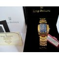 RETAIL: R10,314.58 Krug-Baumen LADIES Tuxedo Gold  4X Genuine Diamond Blue Dial Gold Strap Watch