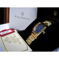 Brand New!!! Krug-Baumen LADIES Tuxedo Gold  4X Genuine Diamond Blue Dial Gold Strap