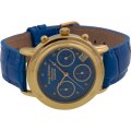 Brand new!!! Krug Baumen LADIES Principle CHRONO Gold 8X Genuine Diamond Blue Leather Watch RRP £790